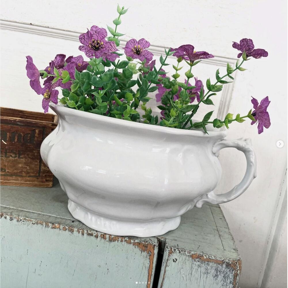 Antique Ironstone Chamberpot Johnson Bros England Chamber Pot Large White Bowl